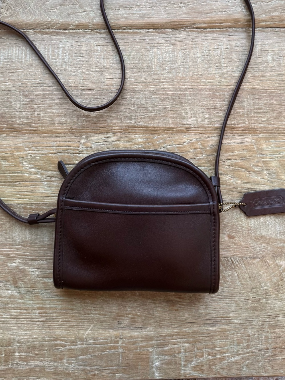 Vintage Coach #9017 Abbie Zip Bag in Mahogany Brown Leather